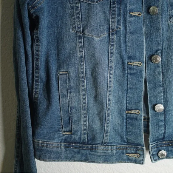 Vintage Sears Roebuck Distressed Denim Jacket Trucker Womens Small Blue Jean - Picture 3 of 9
